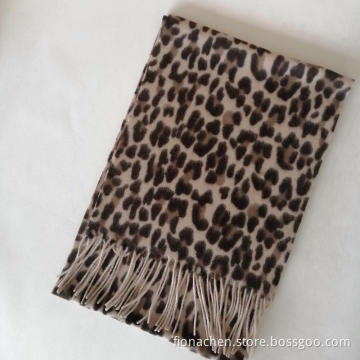 Cashmere Leopard Print Scarf for Women in Winter